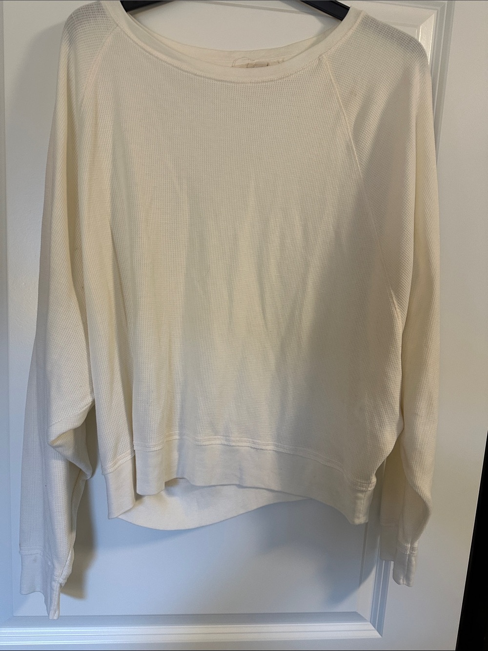 Cream Lightweight Oversized Waffle-Knit Women's Top